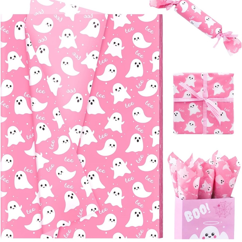 NEW! 👻 50 sheets of Pink Ghost tissue paper👻 14 x 20 inch